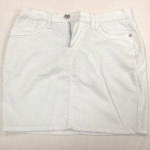 White denim mini skirt